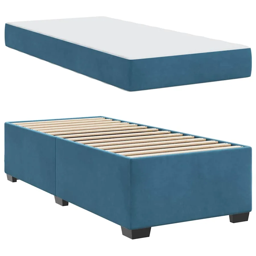 Cadre de lit avec matelas Bleu 80 x 200 cm tissu - 4