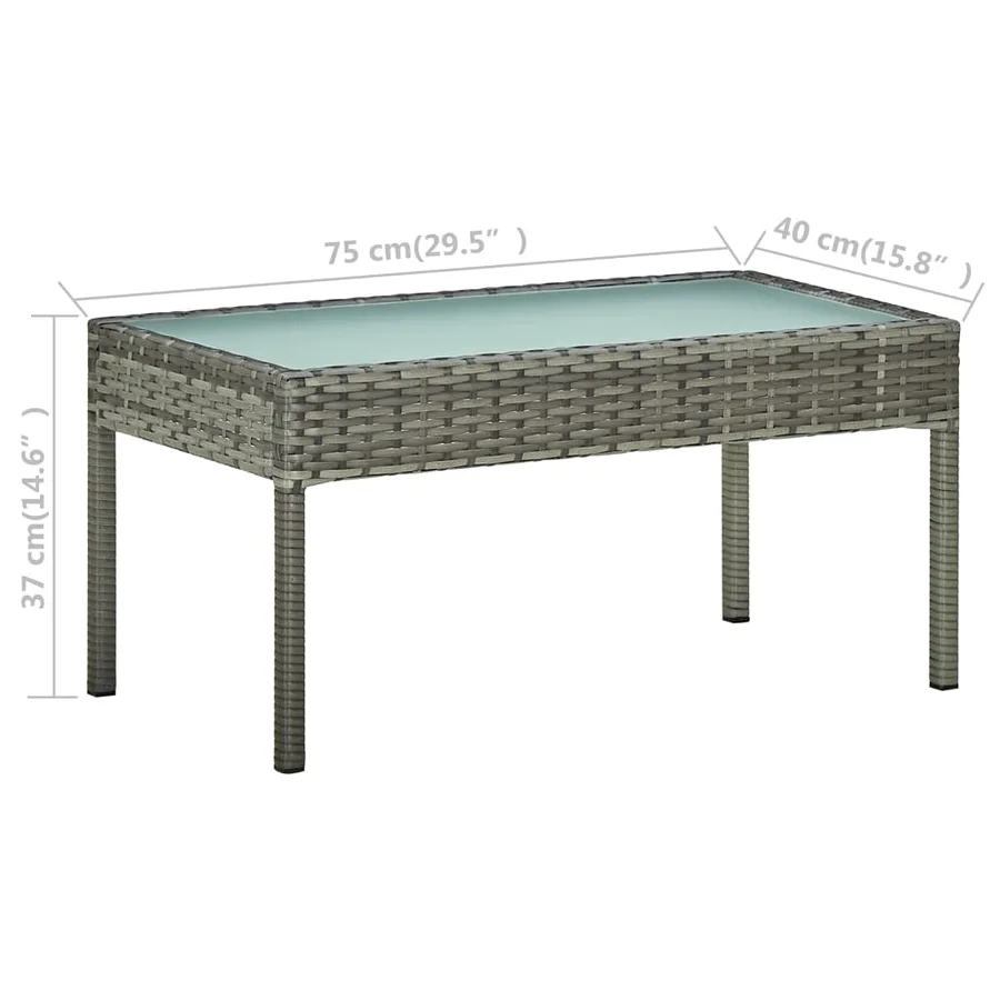Salon de jardin 4 pcs avec coussins résine tressée gris - 10
