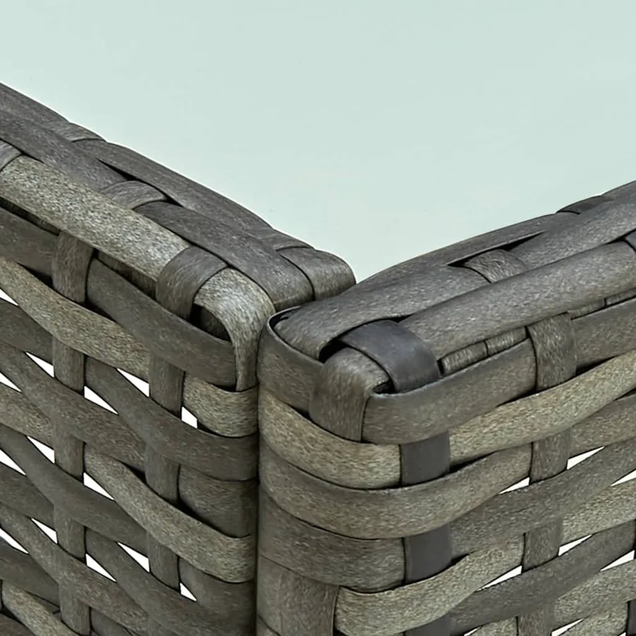 Salon de jardin 4 pcs avec coussins résine tressée gris - 3