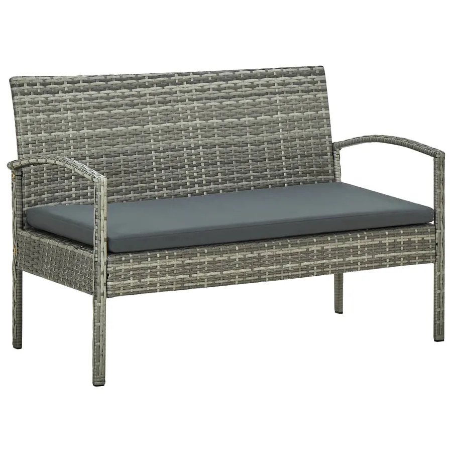Salon de jardin 4 pcs avec coussins résine tressée gris - 4