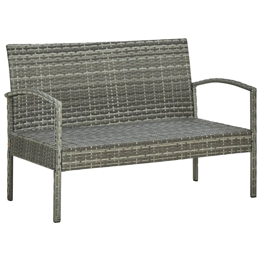 Salon de jardin 4 pcs avec coussins résine tressée gris - 5