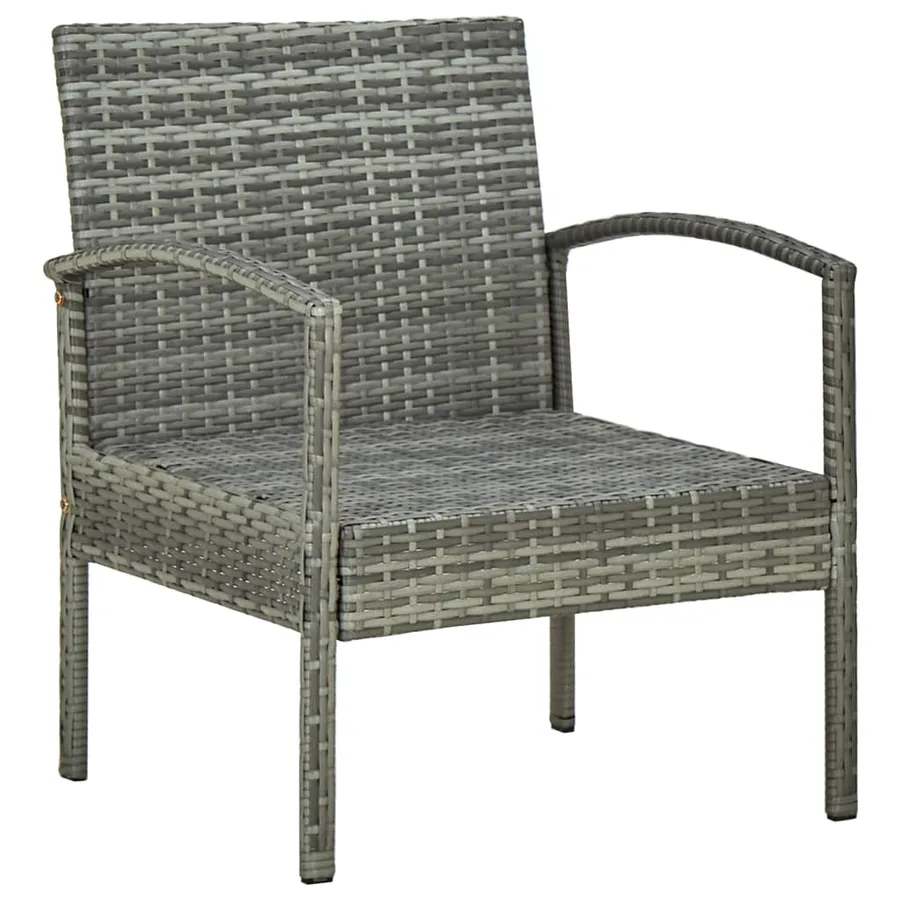 Salon de jardin 4 pcs avec coussins résine tressée gris - 7