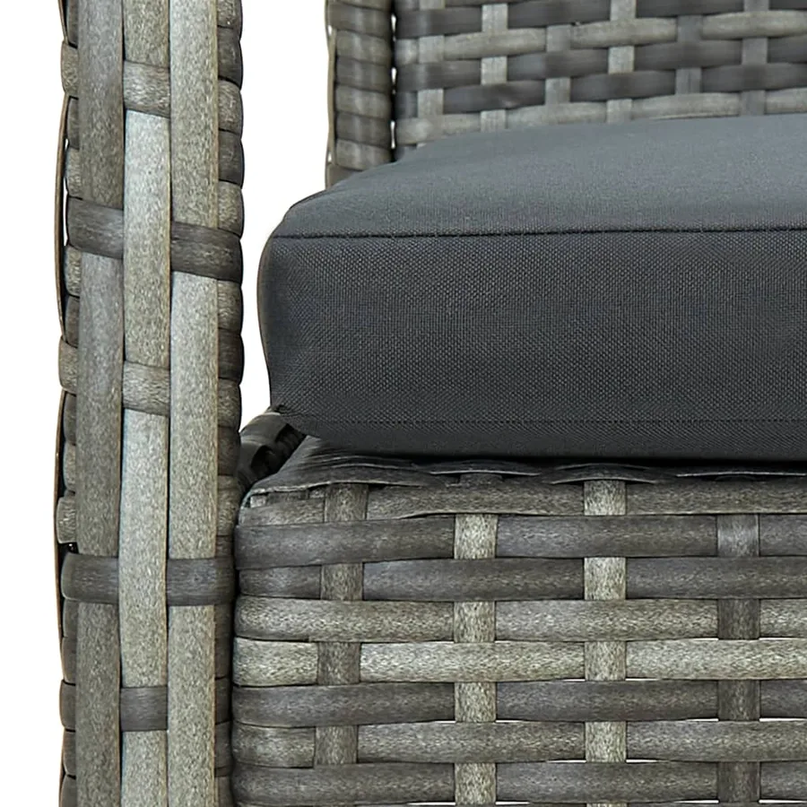 Salon de jardin 4 pcs avec coussins résine tressée gris - 8