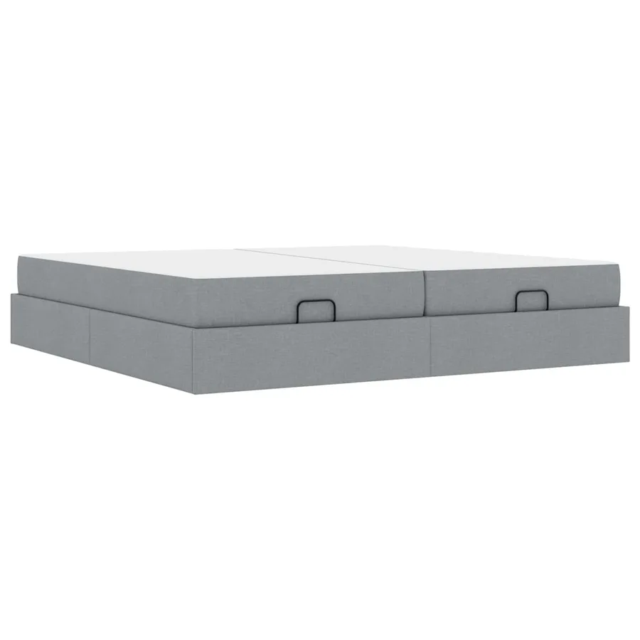 Cadre de lit avec matelas avec matelas 2 pcs Gris clair tissu - 2