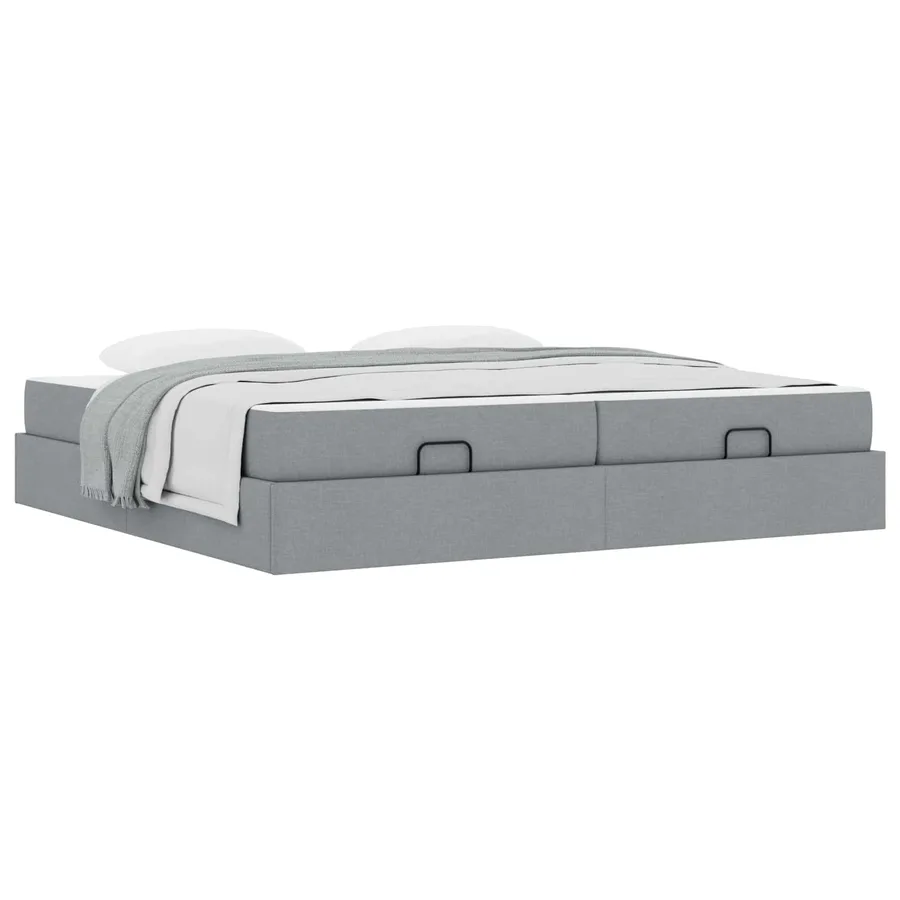 Cadre de lit avec matelas avec matelas 2 pcs Gris clair tissu - 3