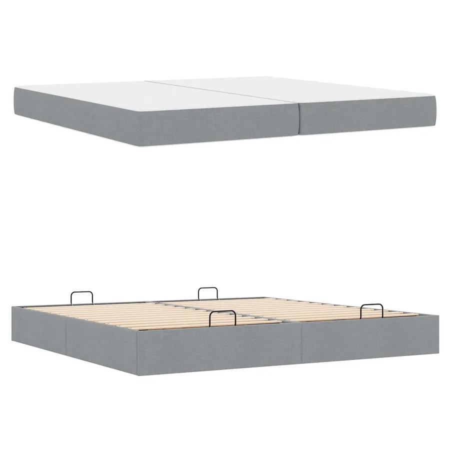 Cadre de lit avec matelas avec matelas 2 pcs Gris clair tissu - 5