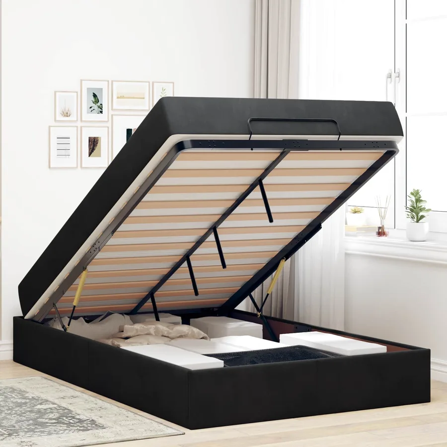 Cadre de lit avec matelas 2 pcs Noir Velours - 4