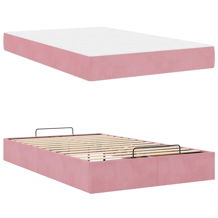 Cadre de lit avec matelas 2 pcs Rose Velours - 5