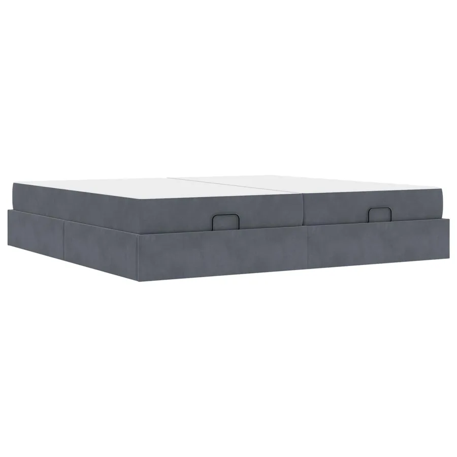 Cadre de lit avec matelas avec matelas 2 pcs Gris Foncé Velours - 2