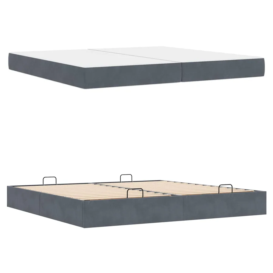 Cadre de lit avec matelas avec matelas 2 pcs Gris Foncé Velours - 4