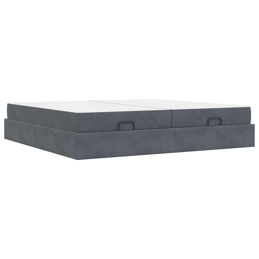 Cadre de lit avec matelas avec matelas 2 pcs Gris Foncé Velours - 7