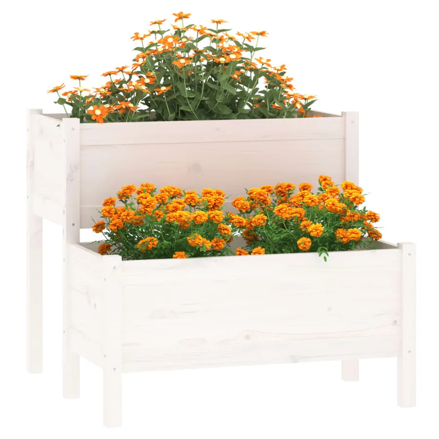Jardinière blanc 84,5x84x75 cm bois massif de pin - 3