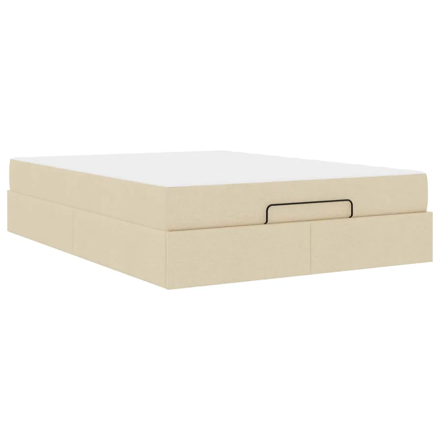 Cadre de lit avec matelas 2 pcs Crème tissu - 2