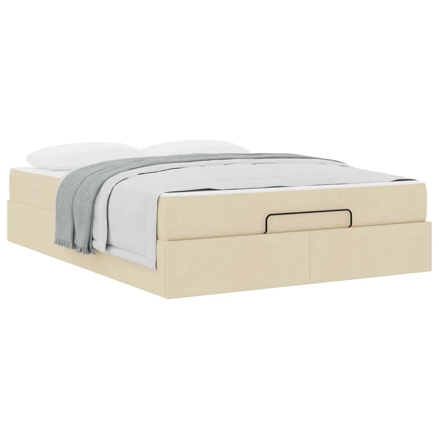 Cadre de lit avec matelas 2 pcs Crème tissu - 3