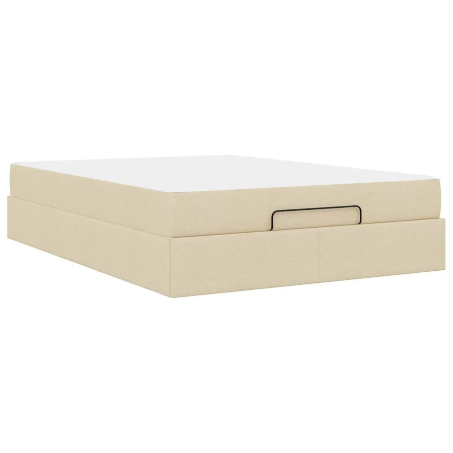 Cadre de lit avec matelas 2 pcs Crème tissu - 9