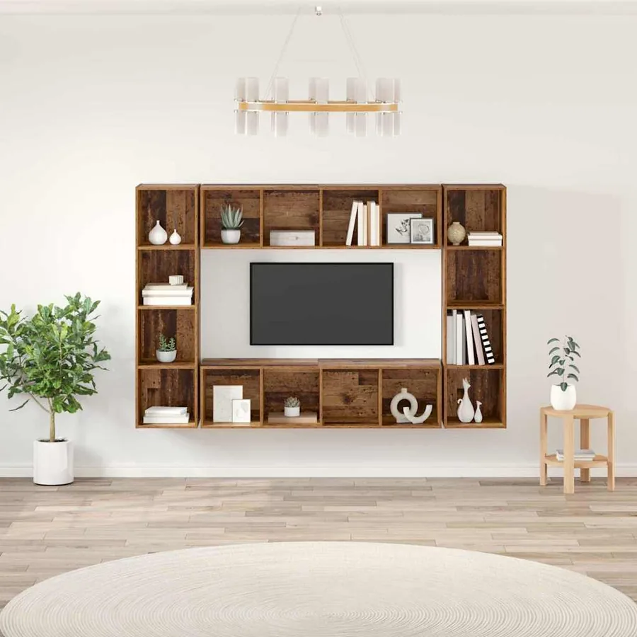 Ensemble meuble TV 4 pcs Marron 37 x 37 x 142,5 cm