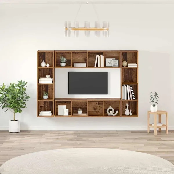 Ensemble meuble TV 4 pcs Marron 37 x 37 x 142,5 cm