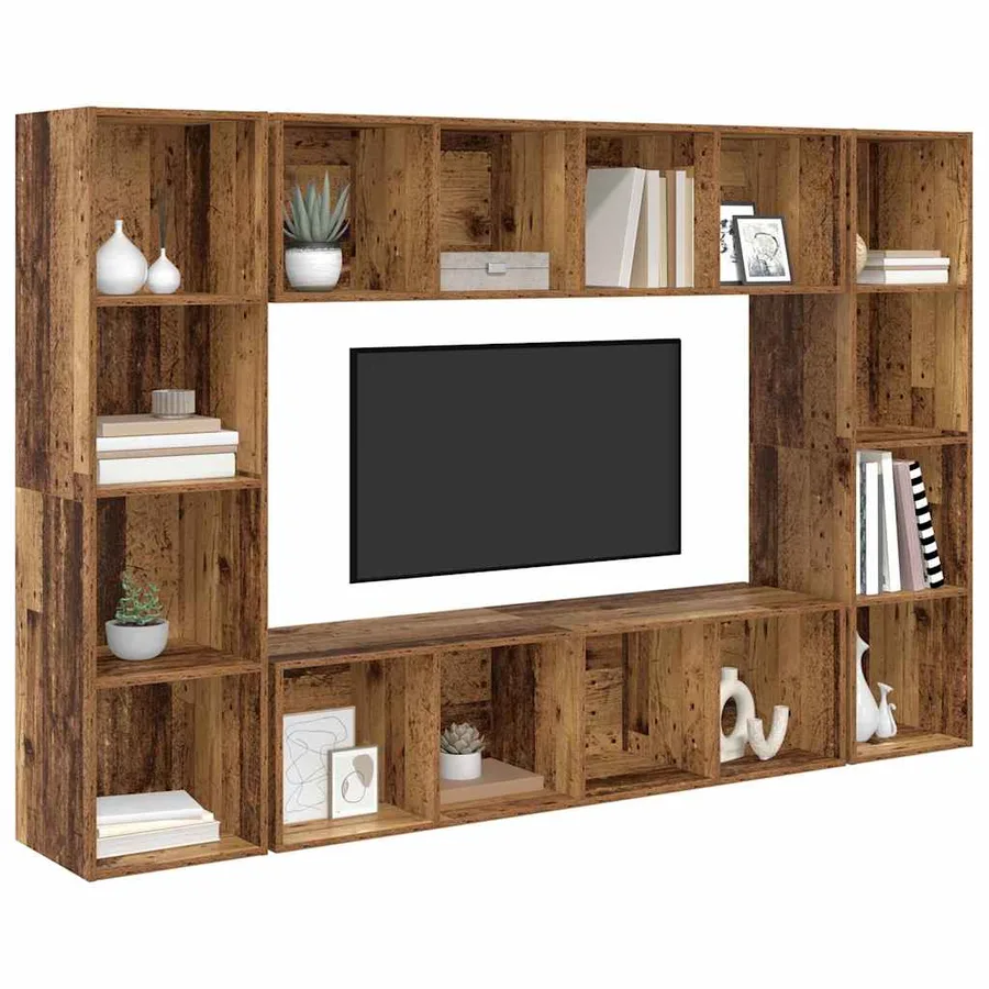 Ensemble meuble TV 4 pcs Marron 37 x 37 x 142,5 cm - 3
