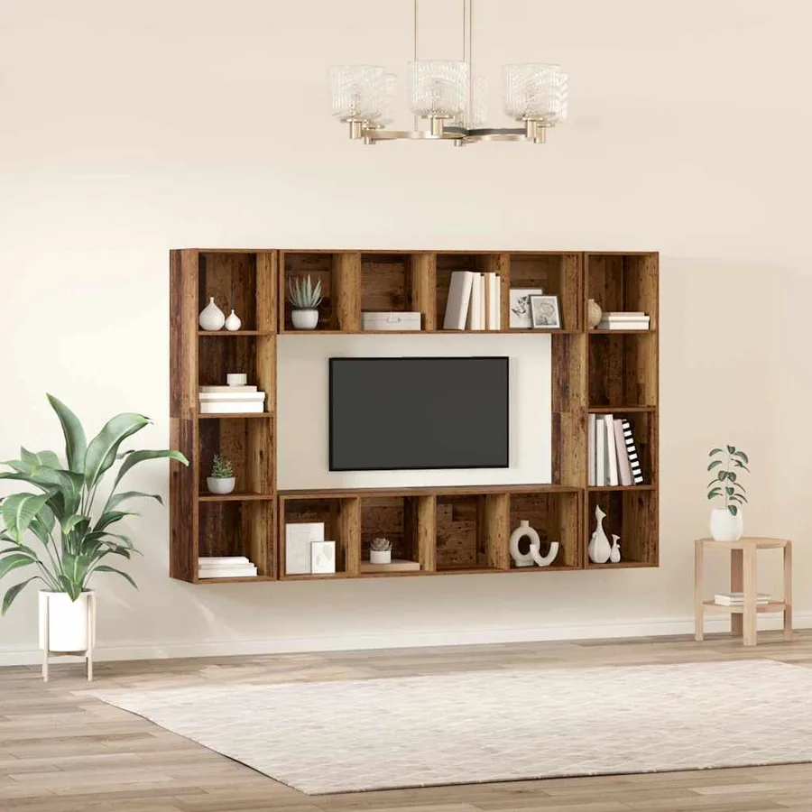 Ensemble meuble TV 4 pcs Marron 37 x 37 x 142,5 cm - 4