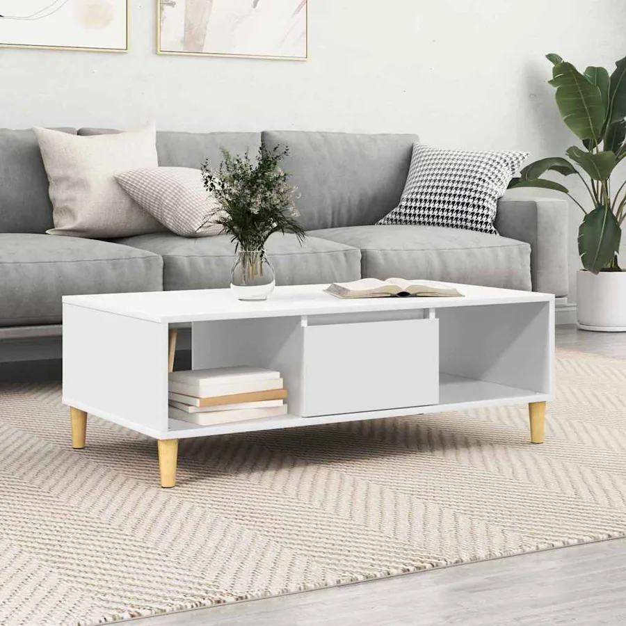 Table basse Blanc 102 x 55 x 35 cm Bois d'ingénierie
