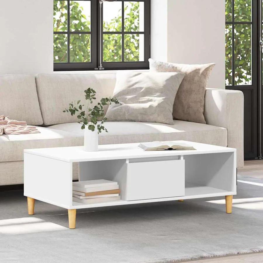 Table basse Blanc 102 x 55 x 35 cm Bois d'ingénierie - 4