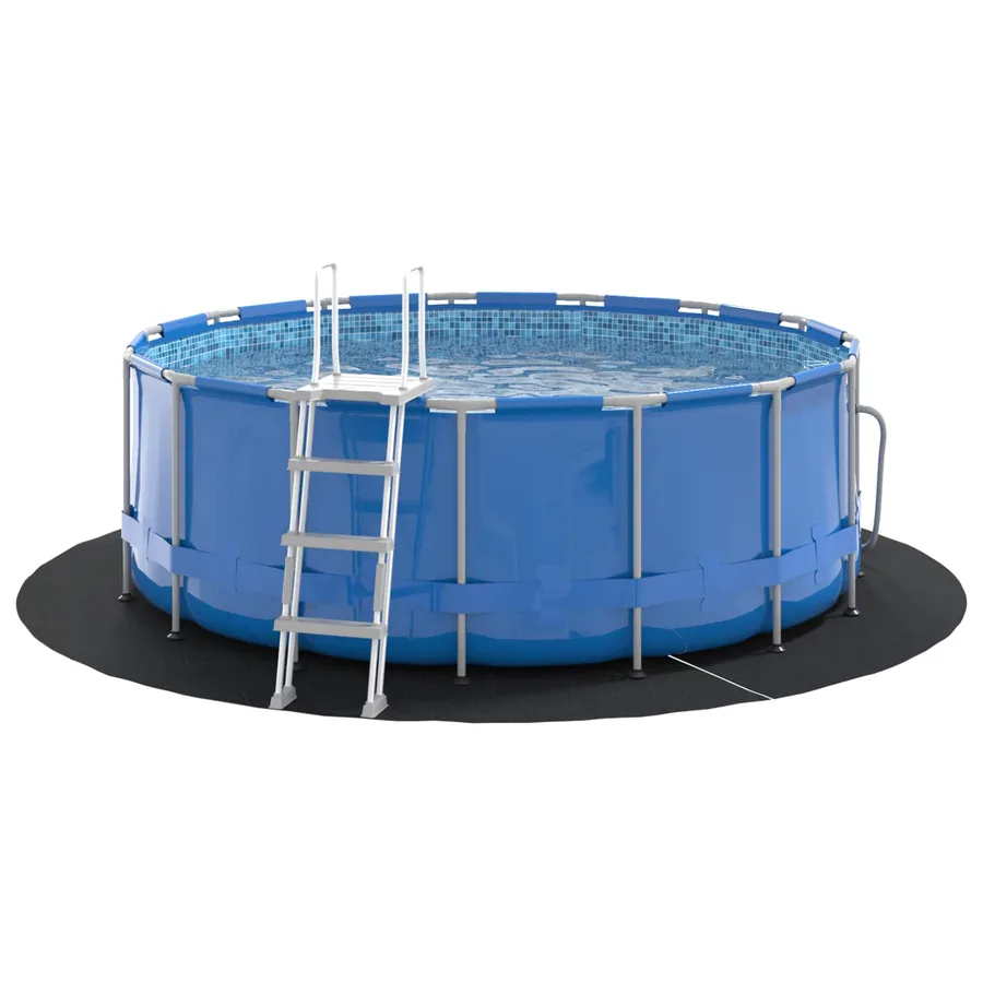 Tapis de piscine Noir Ø 244 cm Tissu non tissé - 3