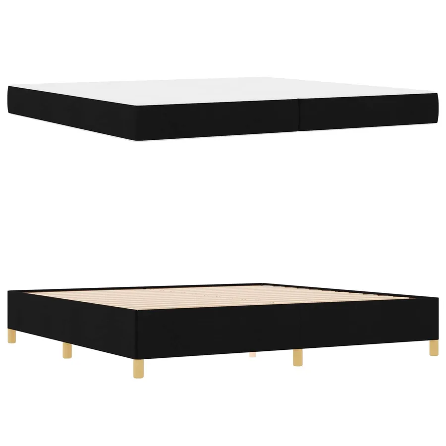 Cadre de lit avec matelas Noir 200 x 200 cm tissu - 5