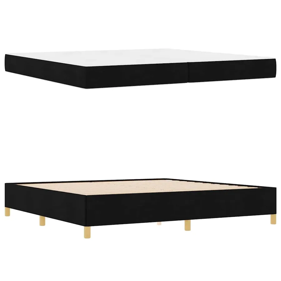 Cadre de lit avec matelas Noir 200 x 200 cm tissu - 6