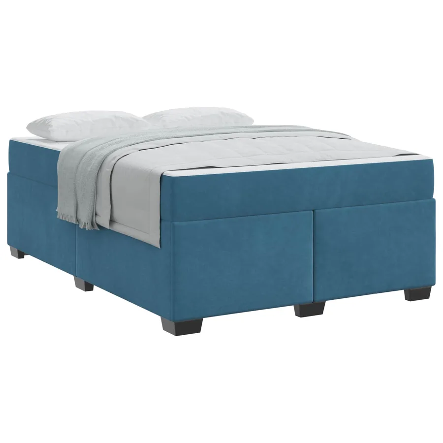 Cadre de lit avec matelas Bleu foncé 160 x 200 cm tissu - 2