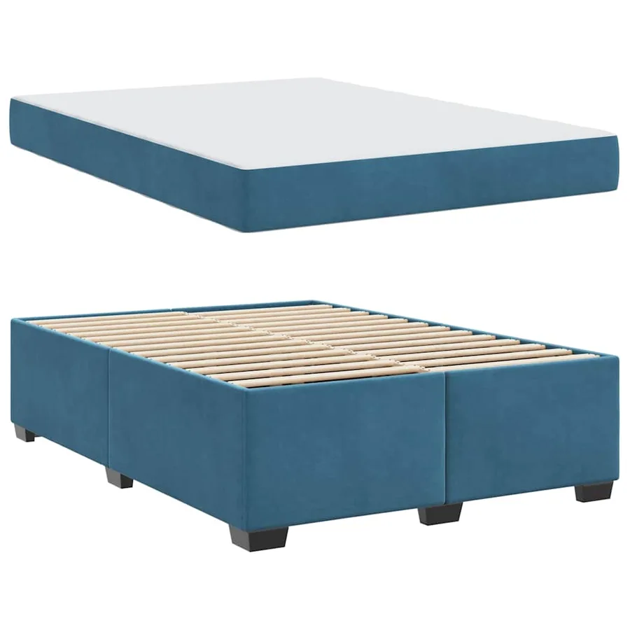 Cadre de lit avec matelas Bleu foncé 160 x 200 cm tissu - 4