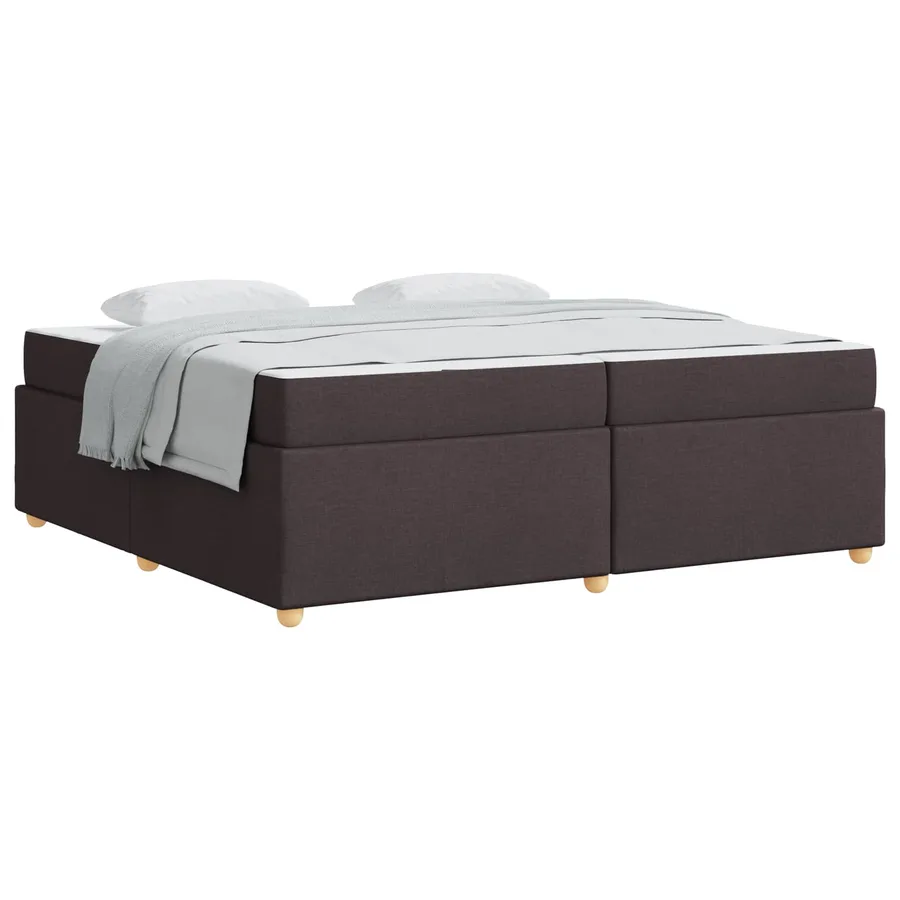 Cadre de lit avec matelas Marron foncé 200 x 200 cm tissu - 2