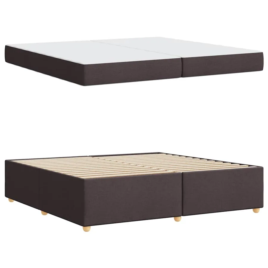 Cadre de lit avec matelas Marron foncé 200 x 200 cm tissu - 4