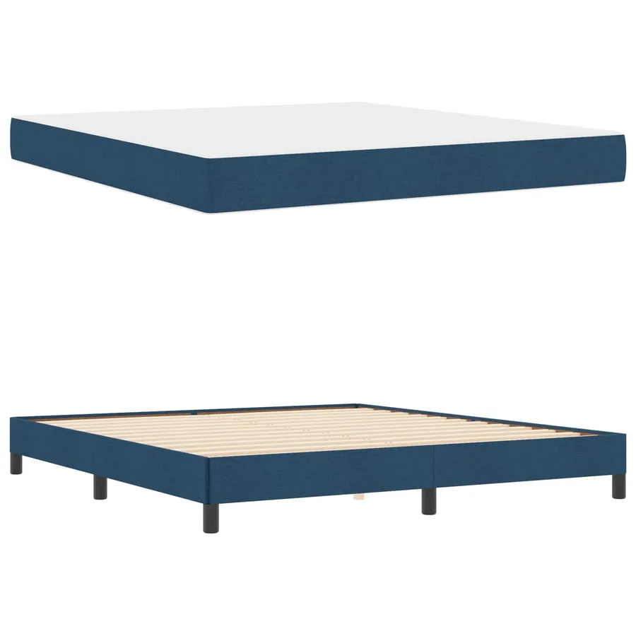 Lit à ressorts avec matelas Bleu 180 x 200 cm tissu - 5