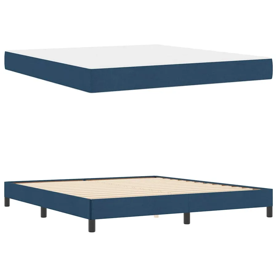 Lit à ressorts avec matelas Bleu 180 x 200 cm tissu - 6