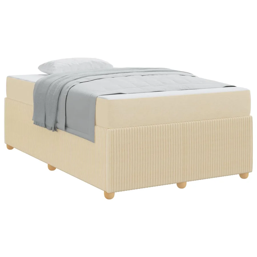 Cadre de lit avec matelas Crème 120 x 190 cm tissu - 2