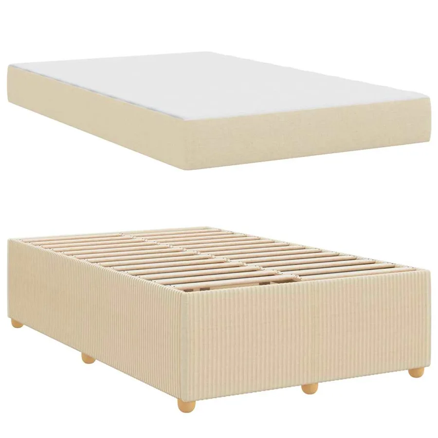 Cadre de lit avec matelas Crème 120 x 190 cm tissu - 4