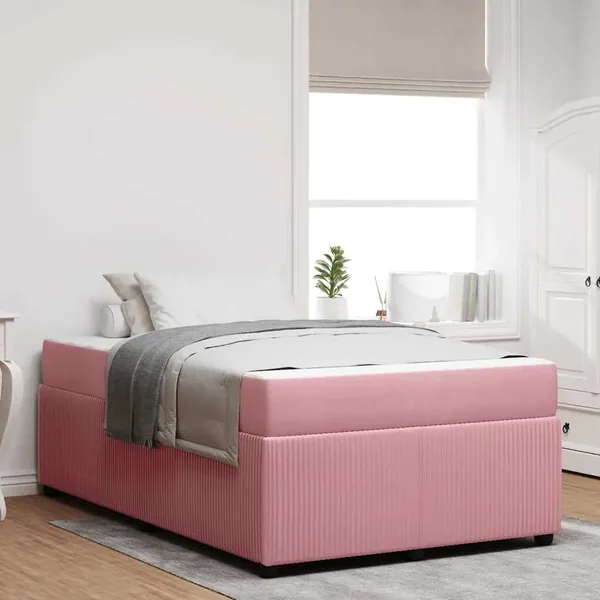 Cadre de lit avec matelas Rose 120 x 190 cm tissu
