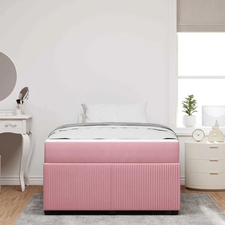 Cadre de lit avec matelas Rose 120 x 190 cm tissu - 3