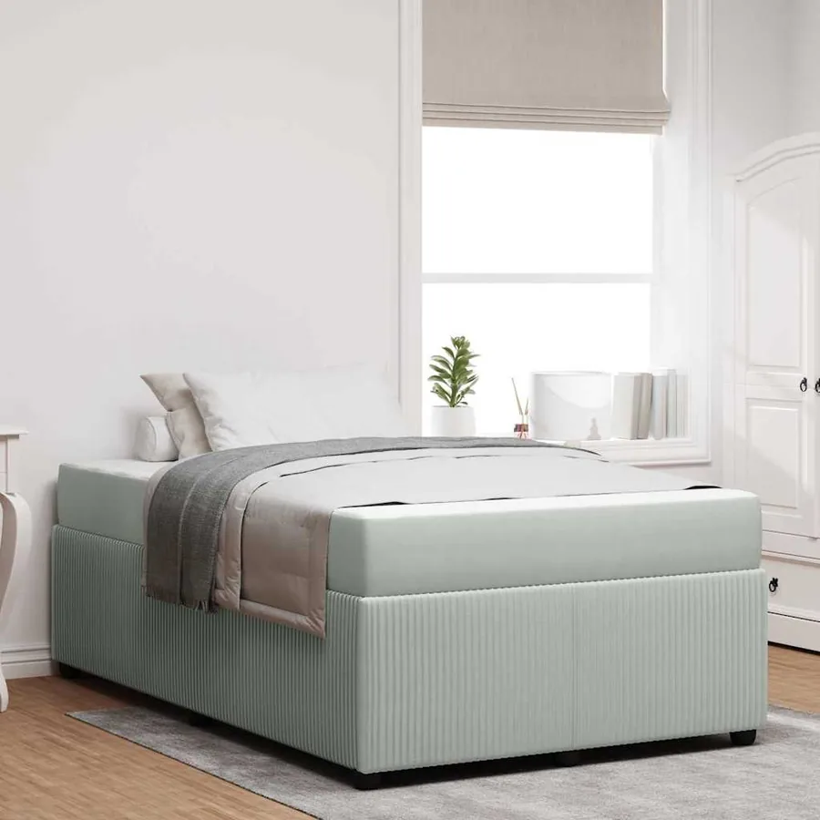 Cadre de lit avec matelas Gris clair 120 x 190 cm tissu
