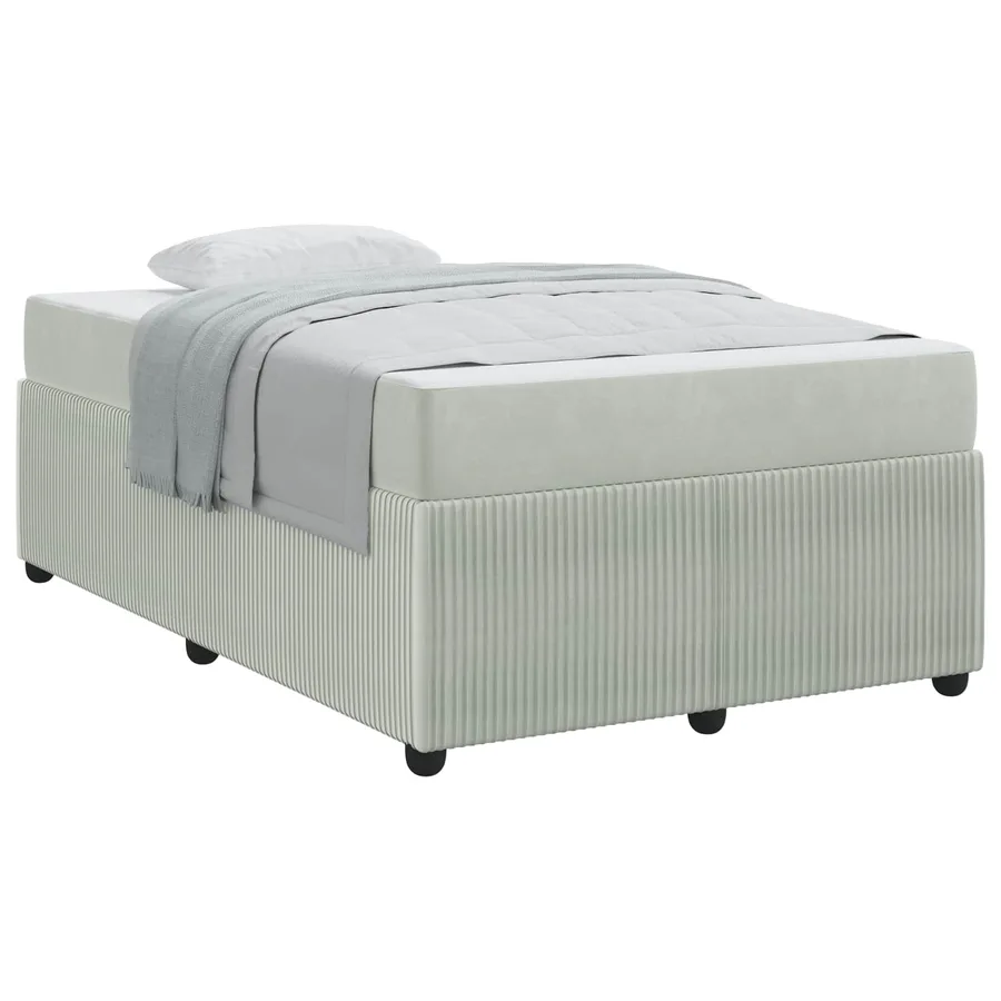 Cadre de lit avec matelas Gris clair 120 x 190 cm tissu - 2