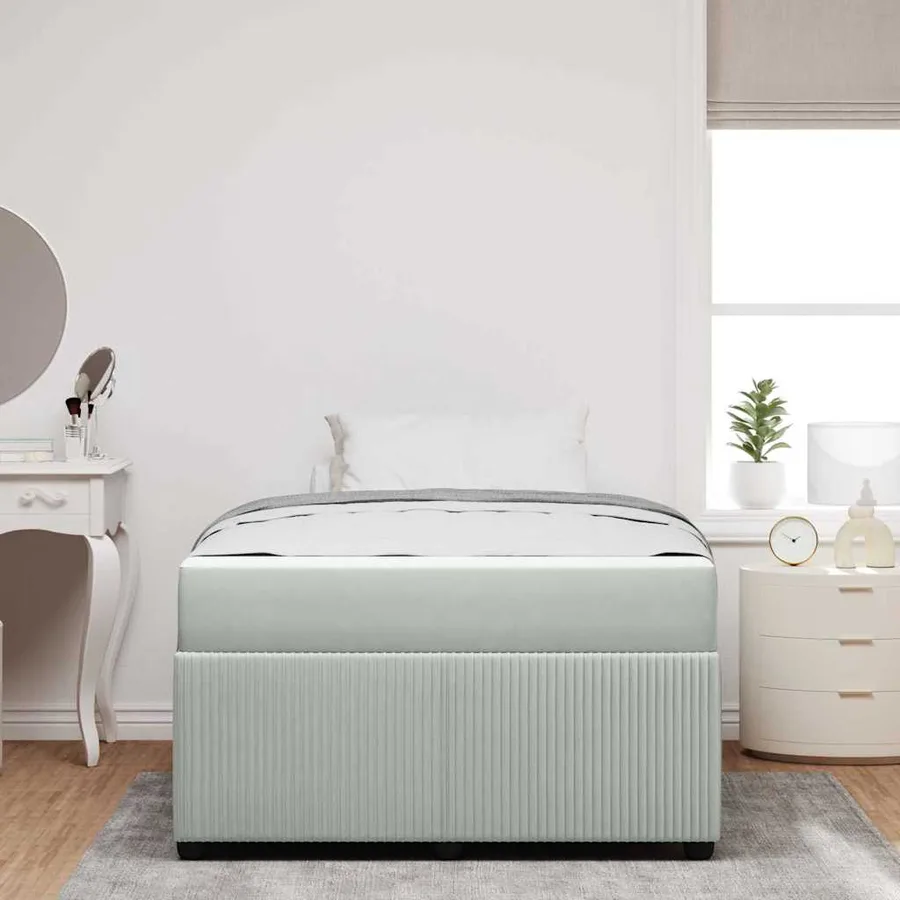 Cadre de lit avec matelas Gris clair 120 x 190 cm tissu - 3