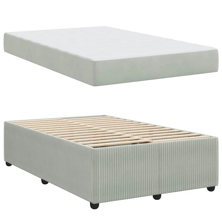 Cadre de lit avec matelas Gris clair 120 x 190 cm tissu - 4