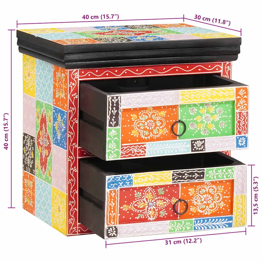 Cabinet de chevet avec tiroir 2 pcs Multicolore 40 x 30 x 40 cm - 11