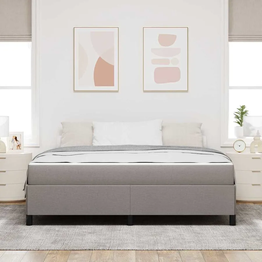 Lit à ressorts Taupe 180 x 200 cm tissu - 3