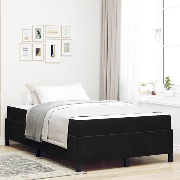 Cadre de lit avec matelas Noir 120 x 190 cm tissu