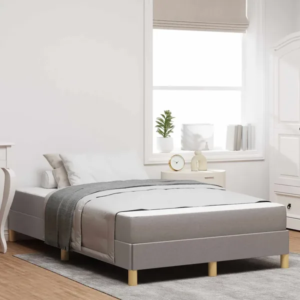 Lit à ressorts avec matelas Taupe 120 x 190 cm tissu