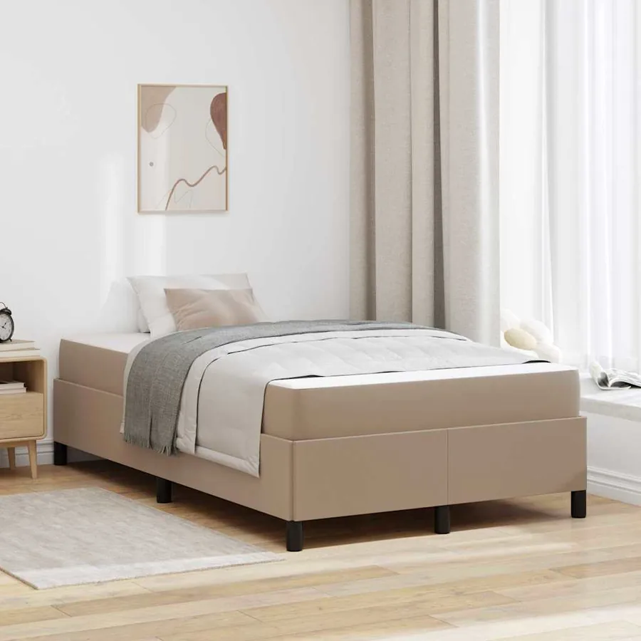 Cadre de lit avec matelas Cappuccino 120 x 190 cm tissu