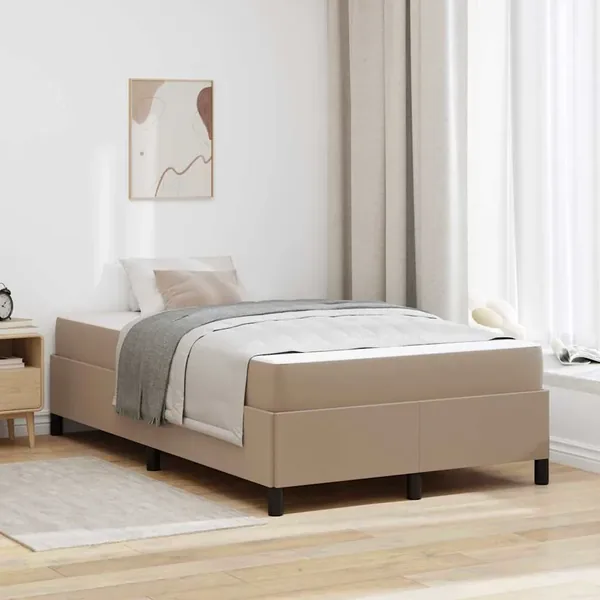 Cadre de lit avec matelas Cappuccino 120 x 190 cm tissu