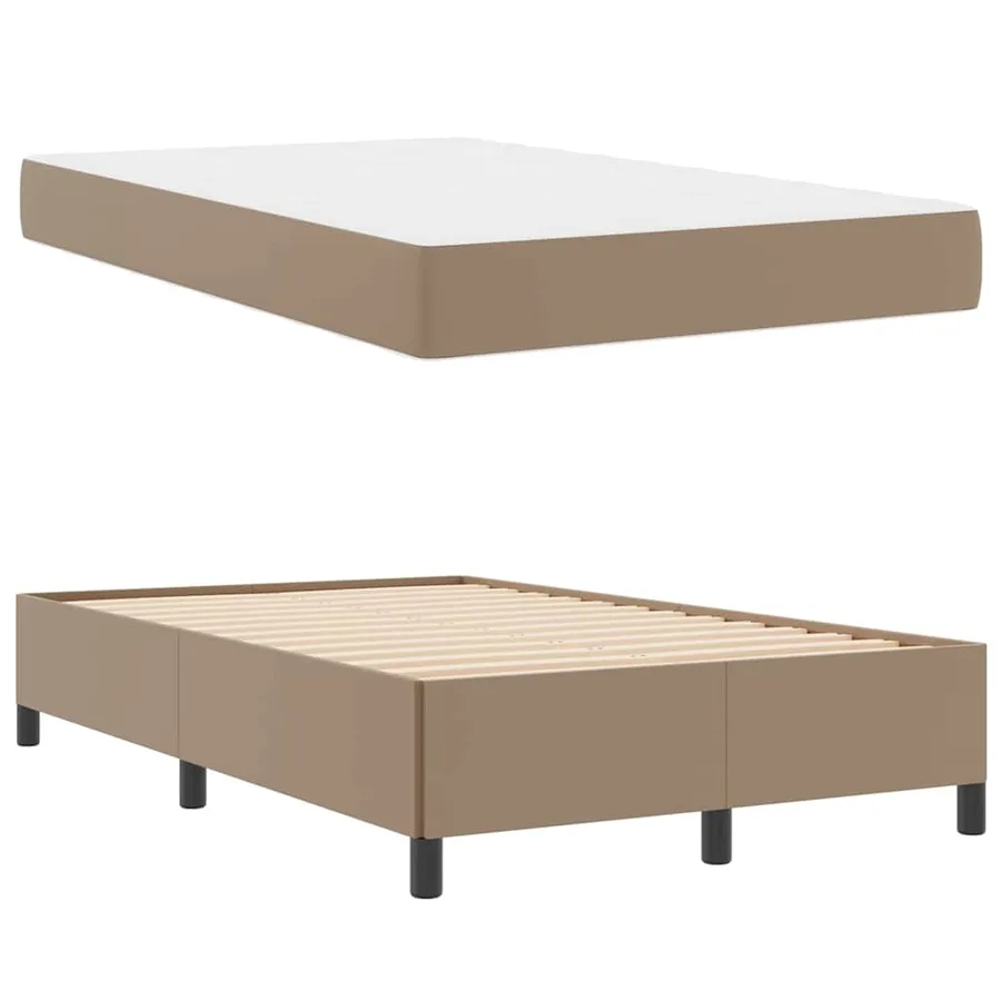 Cadre de lit avec matelas Cappuccino 120 x 190 cm tissu - 4