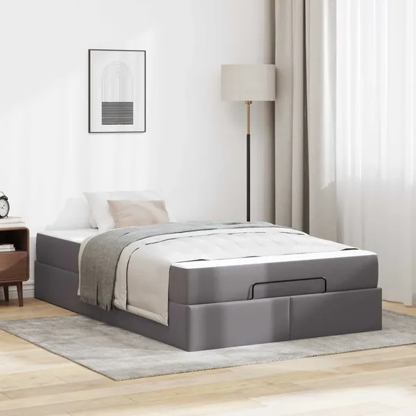 Cadre de lit avec matelas Autre 2 pcs Gris PVC